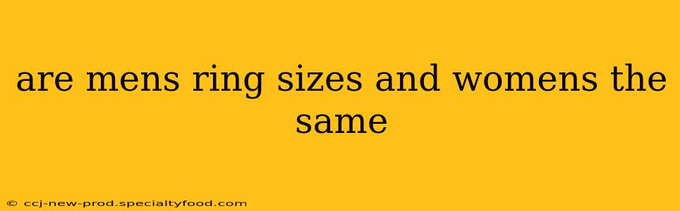 are mens ring sizes and womens the same