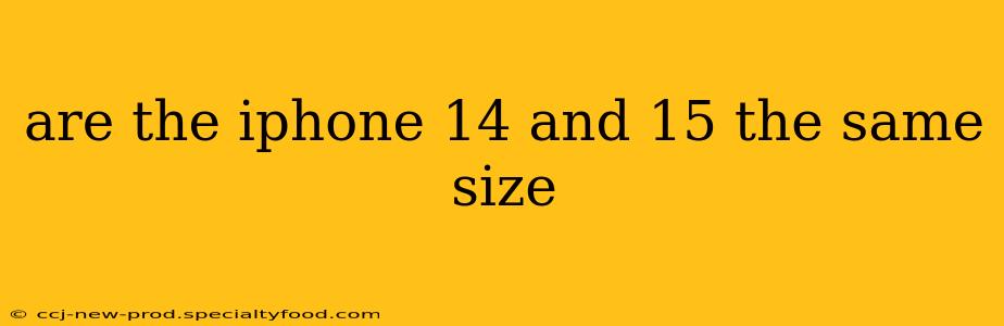 are the iphone 14 and 15 the same size