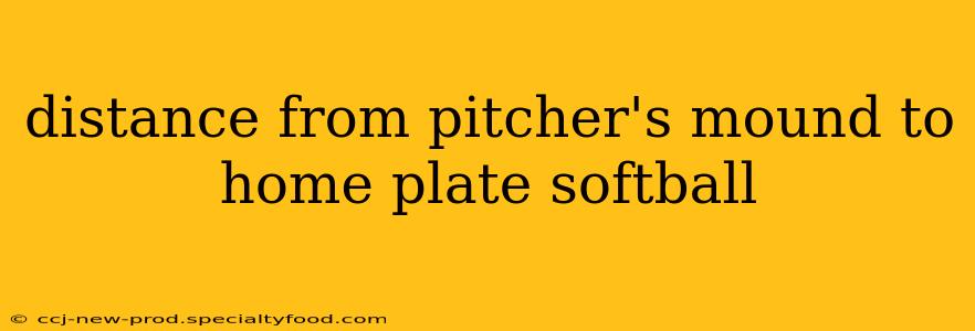 distance from pitcher's mound to home plate softball