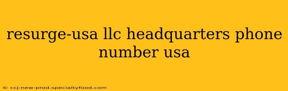 resurge-usa llc headquarters phone number usa
