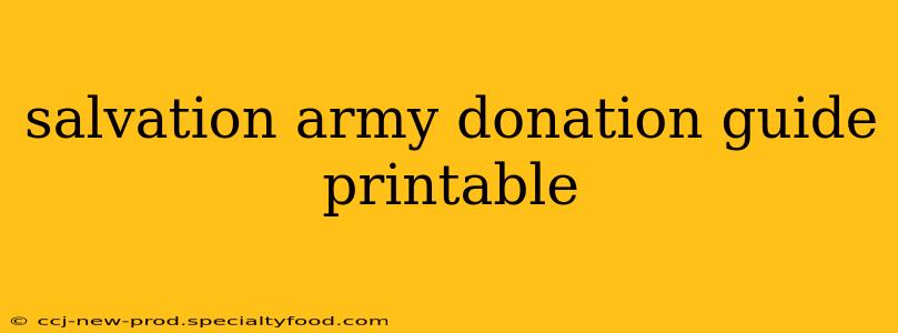 salvation army donation guide printable