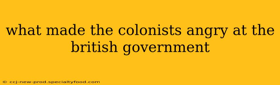 what made the colonists angry at the british government